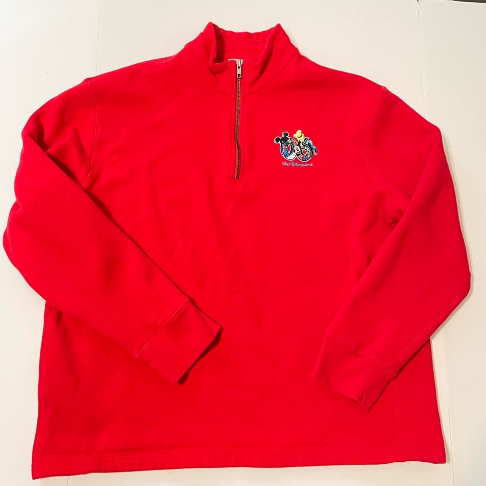 DISNEY FLEECED QUARTER ZIP SWEATSHIRT 2006 WALT DISNEY WORLD SIZE X-Large RED